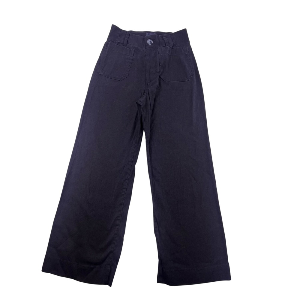 Maeve Anthropologie The Colette Wide Leg Crop Pants Navy Blue Size 25